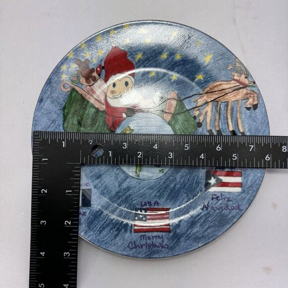 Christmas Village Kids Collection Cookie Plate Santa Sleigh Blue Multi‎ Seasonal - Picture 8 of 8